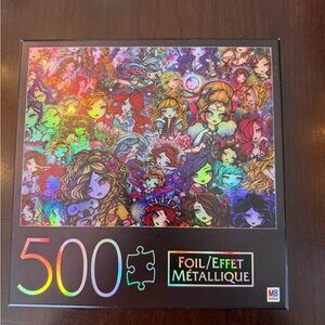 MB 500-Piece Foil Puzzle Doll Girl Collage. Sealed